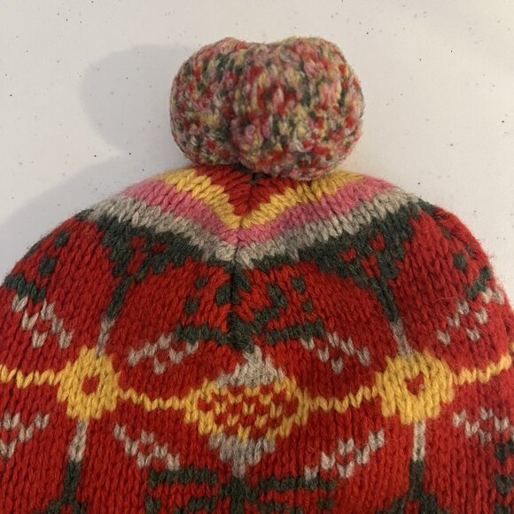 Moda International Vintage 100% Lambswool Hat Beanie Winter Christmas Red Women - Picture 6 of 6